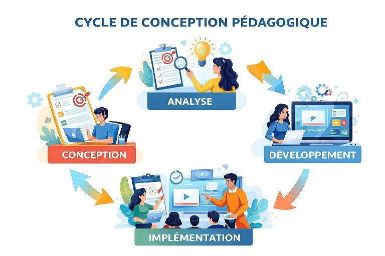 Cycle de conception pédagogique : analyse, conception, réalisation, évaluation